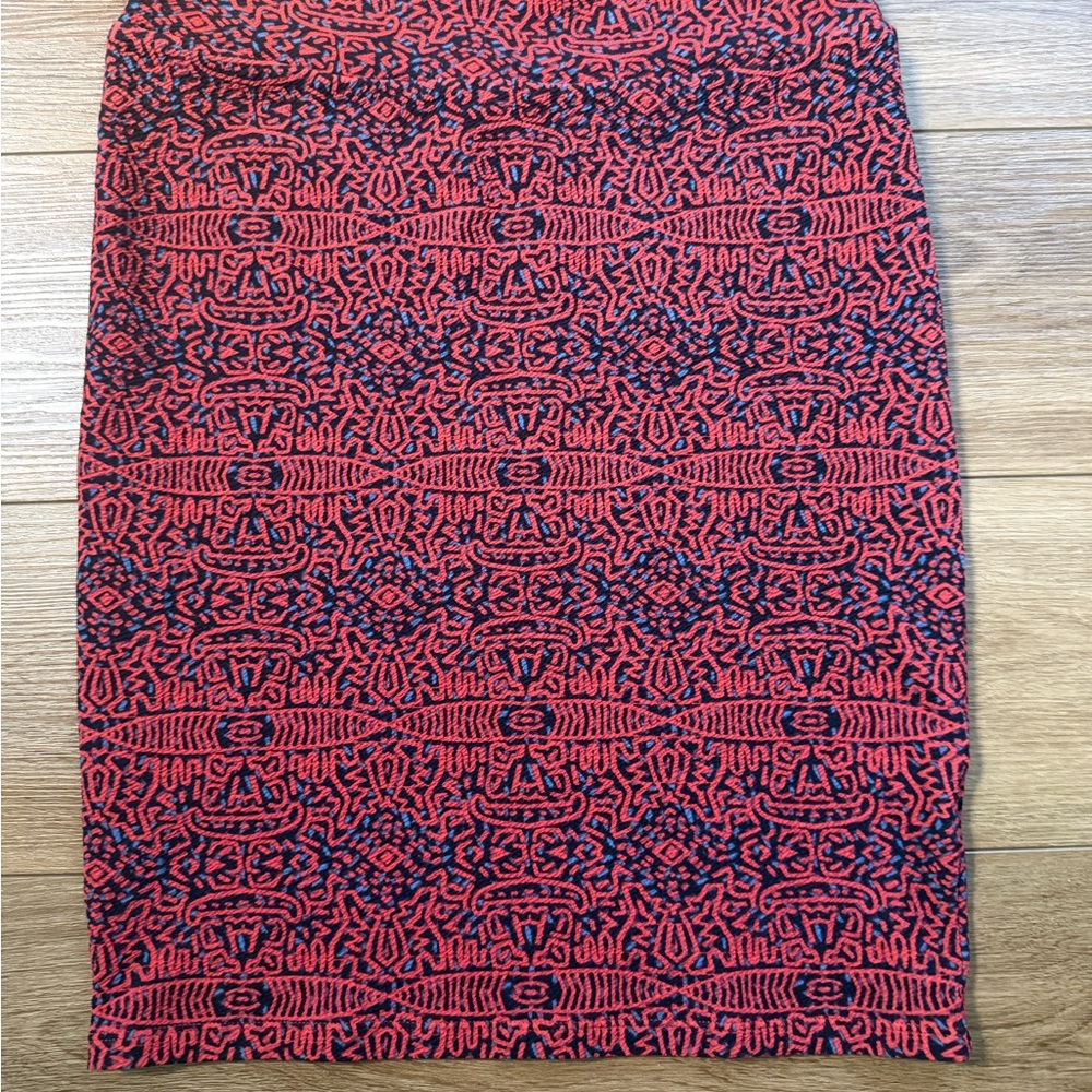 LuLaRoe Hot Pin/Red and Blue Knee-Length Pencil Skirt